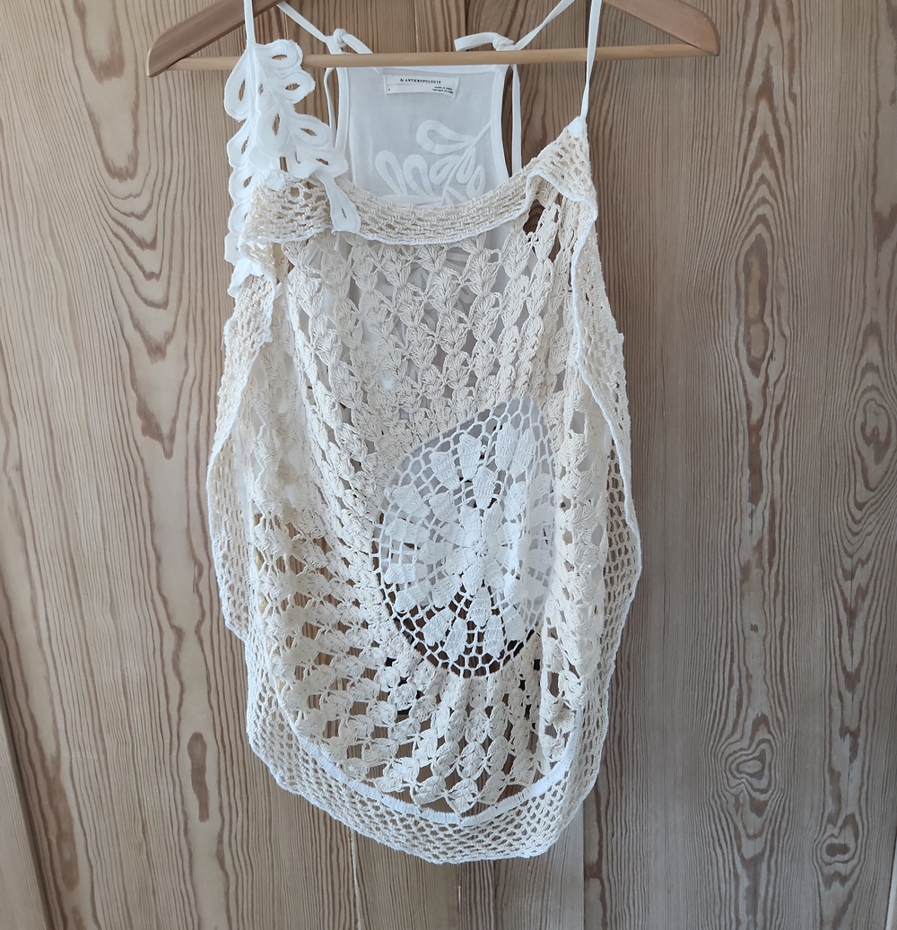 Anthropologie Cream Crochet Lace Camisole